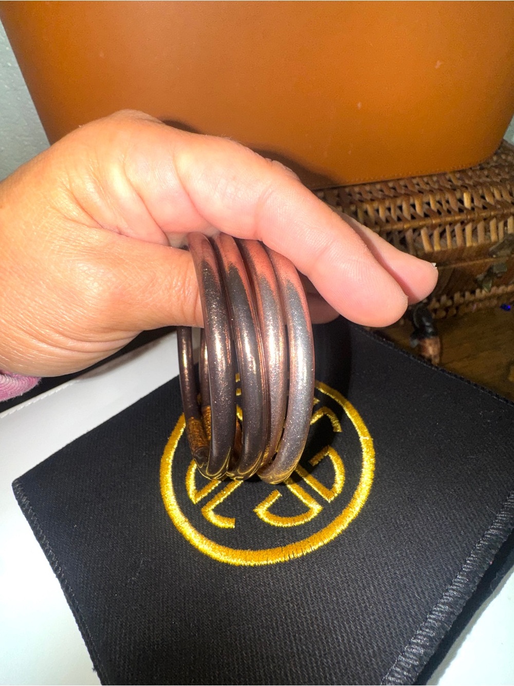 Budhagirl bangles Fawn~Rose Gold & Gold Stackable Bangle Set. size Medium. - Picture 6 of 11